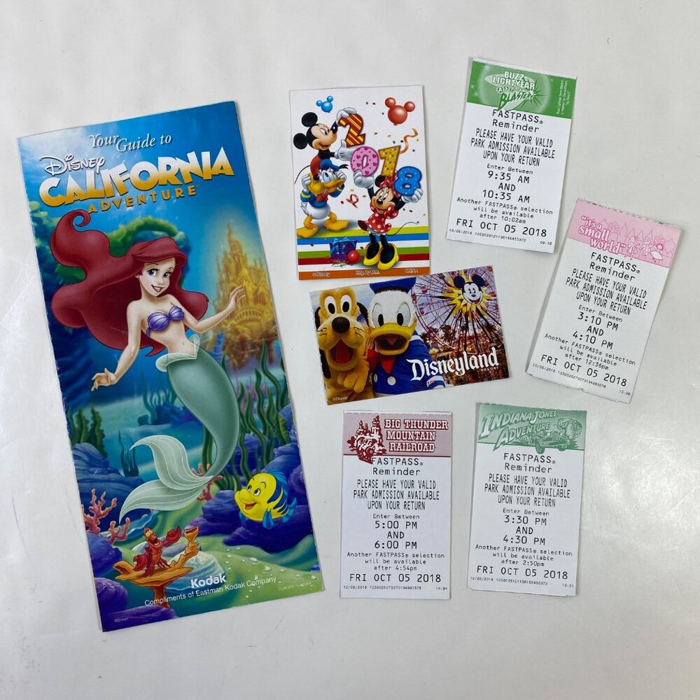 Disney California Adventure Fastpass Ticket Collection Nostalgic 2018 Souvenir